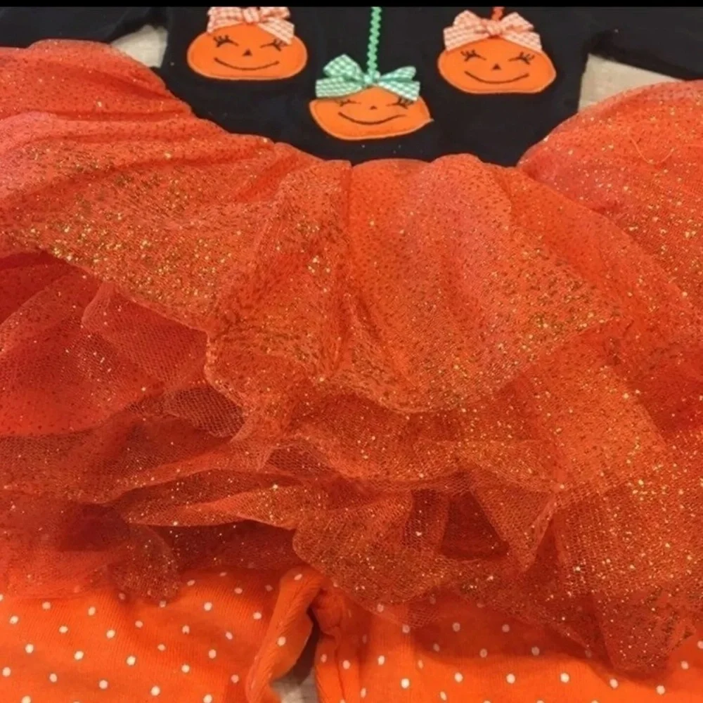 BlueBeri Boulevard 18M Tutu 2pc Happy Pumpkin Halloween Outfit